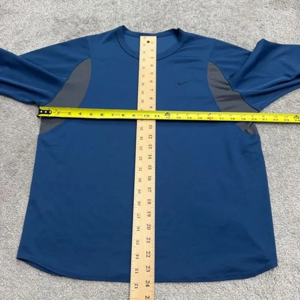 Nike Vintage Y2K Long Sleeve Active T-Shirt Mens Medium Blue Crew Athletic Tee